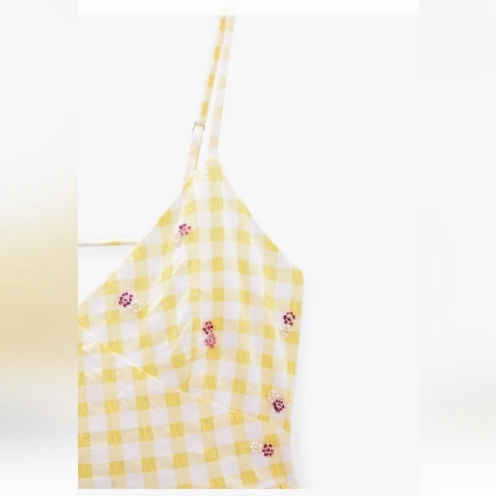 ZARA gingham Long Summer dress - Picture 5 of 9